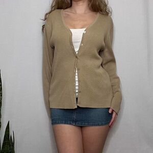 Tan Women's Knit Sweater Cardigan